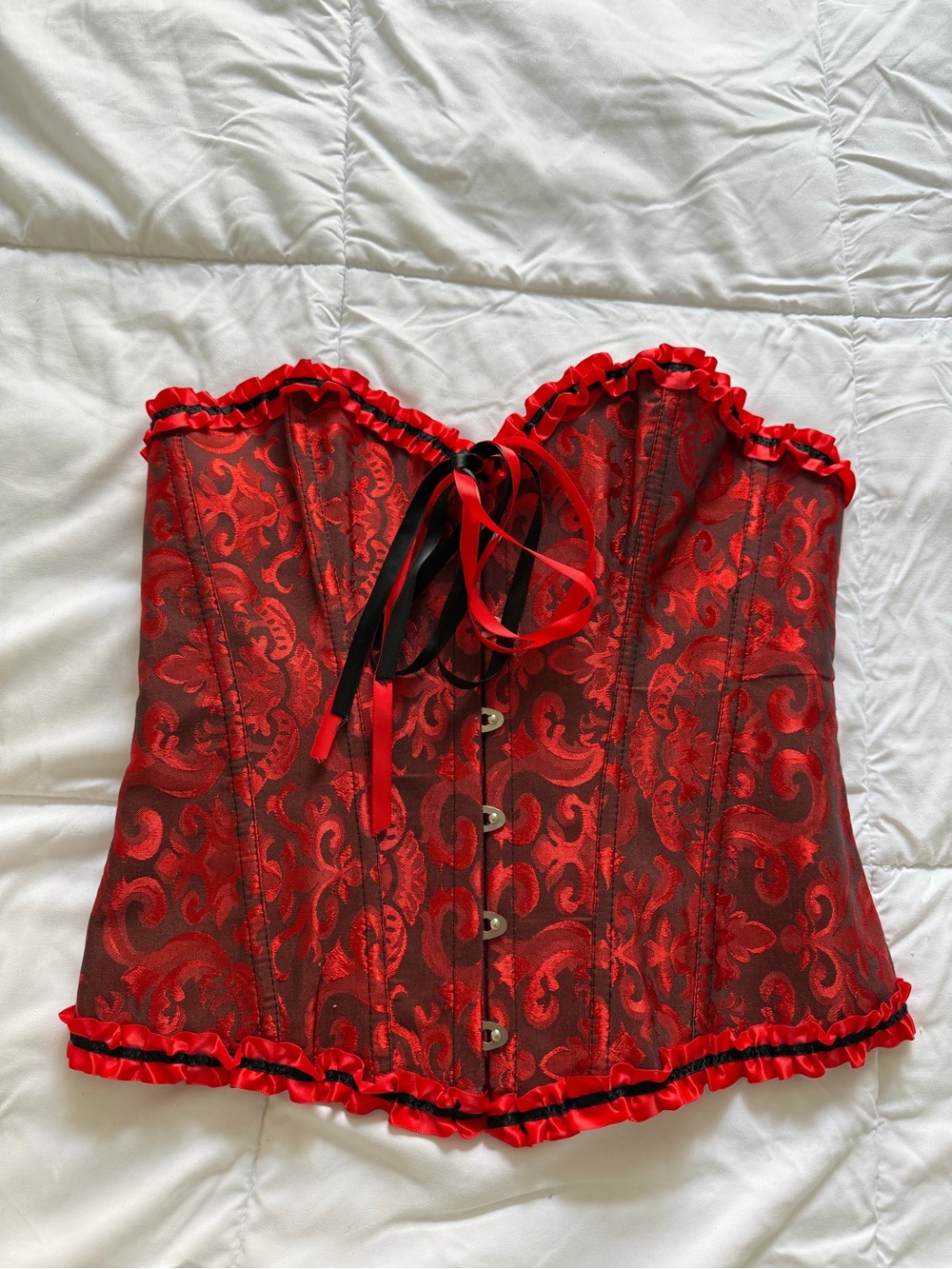Red Brocade Strapless Corset Top - Women Intimates